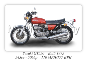 Suzuki GT550 1975 Motorcycle - A3/A4 Size Print Poster