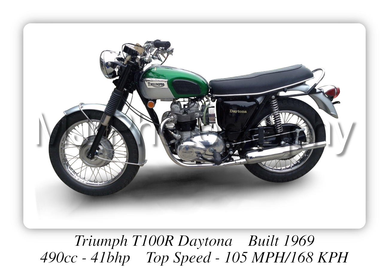 Triumph T100R Daytona Motorcycle - A3/A4 Size Print Poster