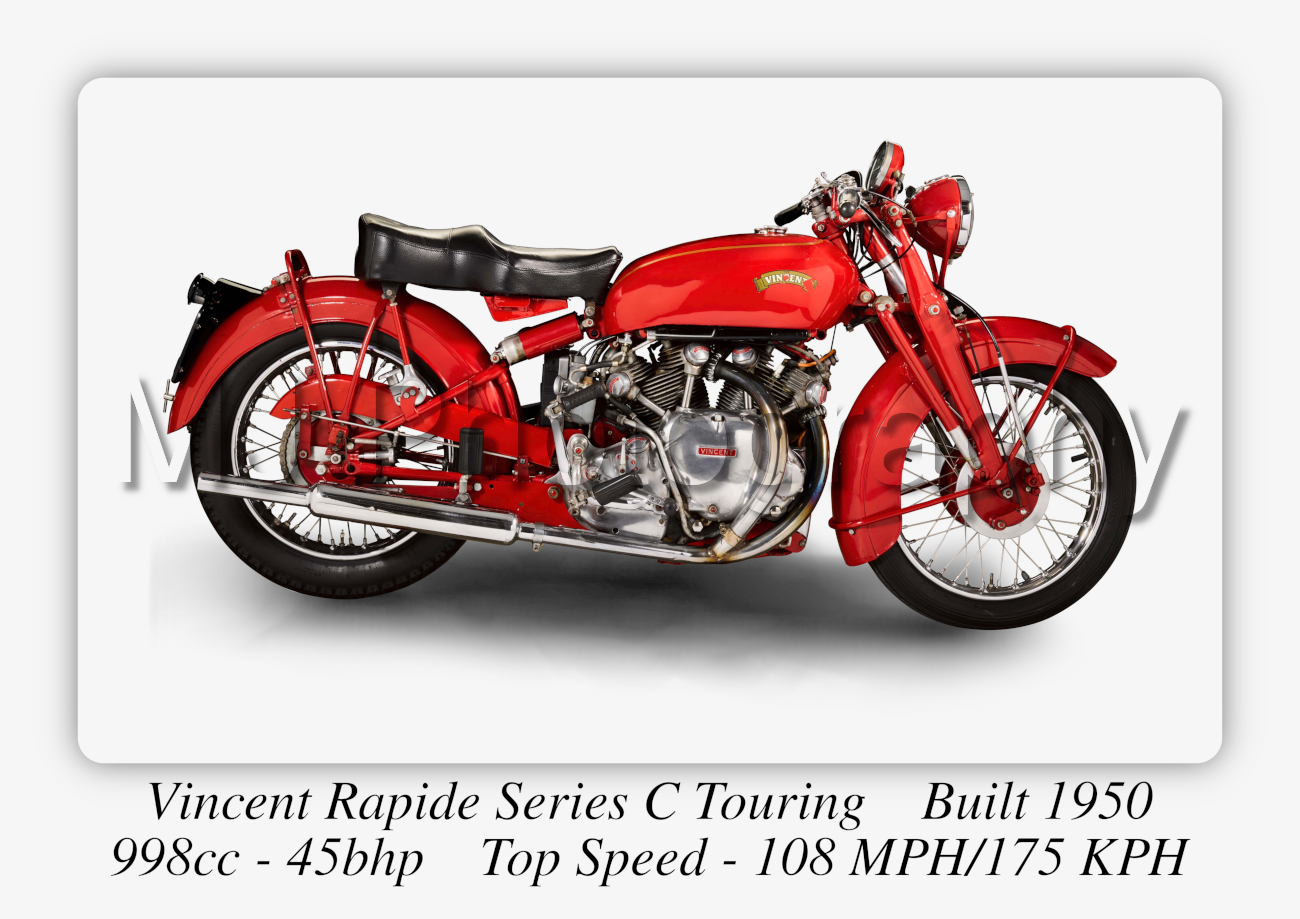 Vincent Rapide Series C Touring Motorcycle - A3 Size Print Poster