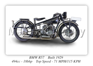 BMW R57 Motorcycle - A3 Size Print Poster