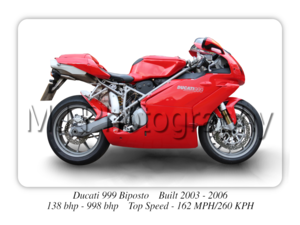 Ducati 999 Biposto Motorcycle - A3/A4 Size Print Poster