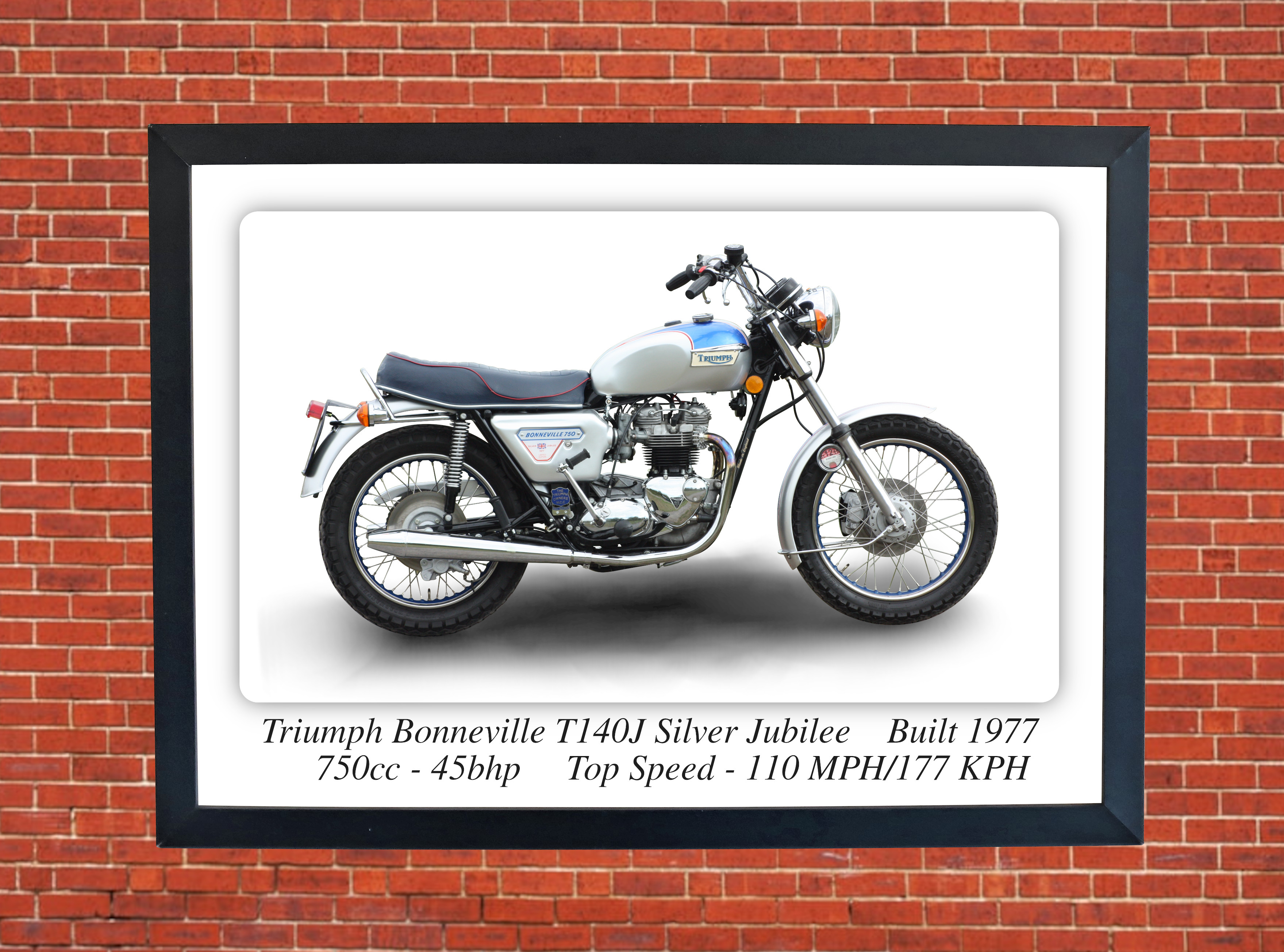 Triumph T140J Bonneville Silver Jubilee Motorcycle - A3 Size Print Poster