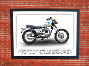 Triumph T140J Bonneville Silver Jubilee Motorcycle - A3 Size Print Poster