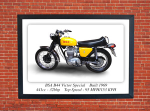 BSA B44 Victor Special Motorcycle - A3 Size Print Poster