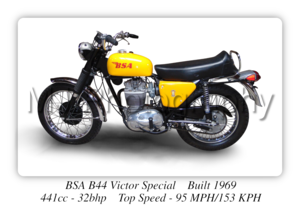 BSA B44 Victor Special Motorcycle - A3 Size Print Poster