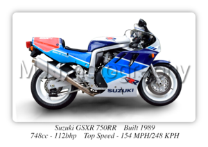 Suzuki GSXR 750RR Motorcycle - A3 Size Print Poster
