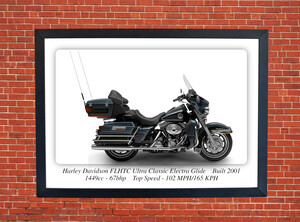Harley Davidson FLHTC Ultra Classic Electra Glide Motorcycle - A3/A4 Size Poster