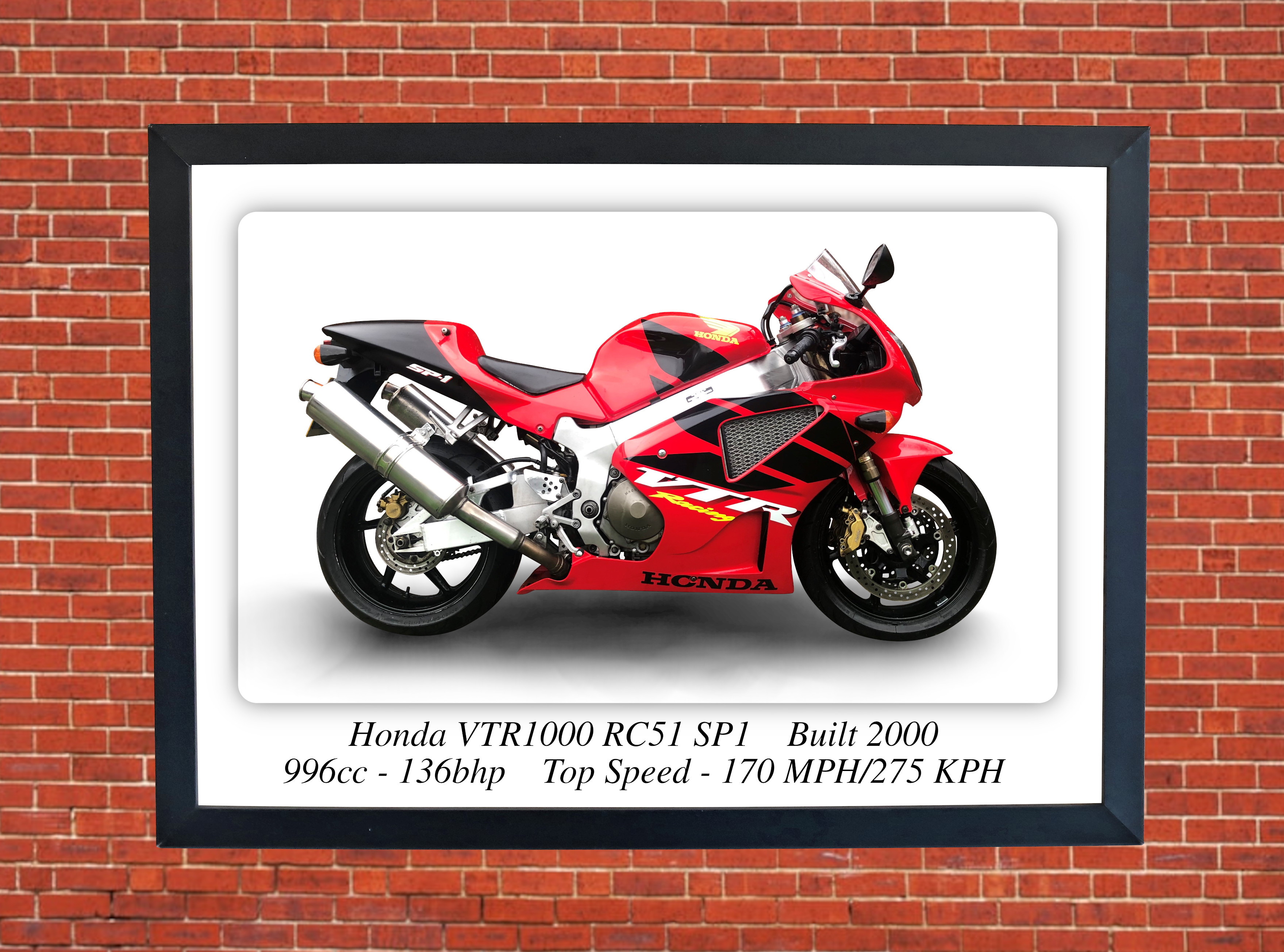 Honda RC1 VTR1000 SP1 Motorcycle - A3/A4 Size Print Poster