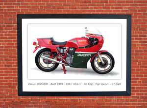 Ducati MHR 900 Motorcycle - A3/A4 Size Print Poster
