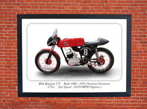 BSA Bantam 175 Motorcycle - A3/A4 Size Print Poster