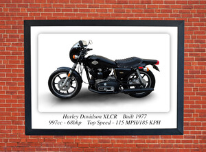 Harley Davidson XLCR 1977 Motorcycle - A3/A4 Size Print Poster