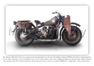 Harley Davidson XA Military Motorcycle - A3/A4 Size Print Poster