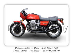 Moto Guzzi 850 Le Mans 1976 Motorcycle - A3/A4 Size Print Poster