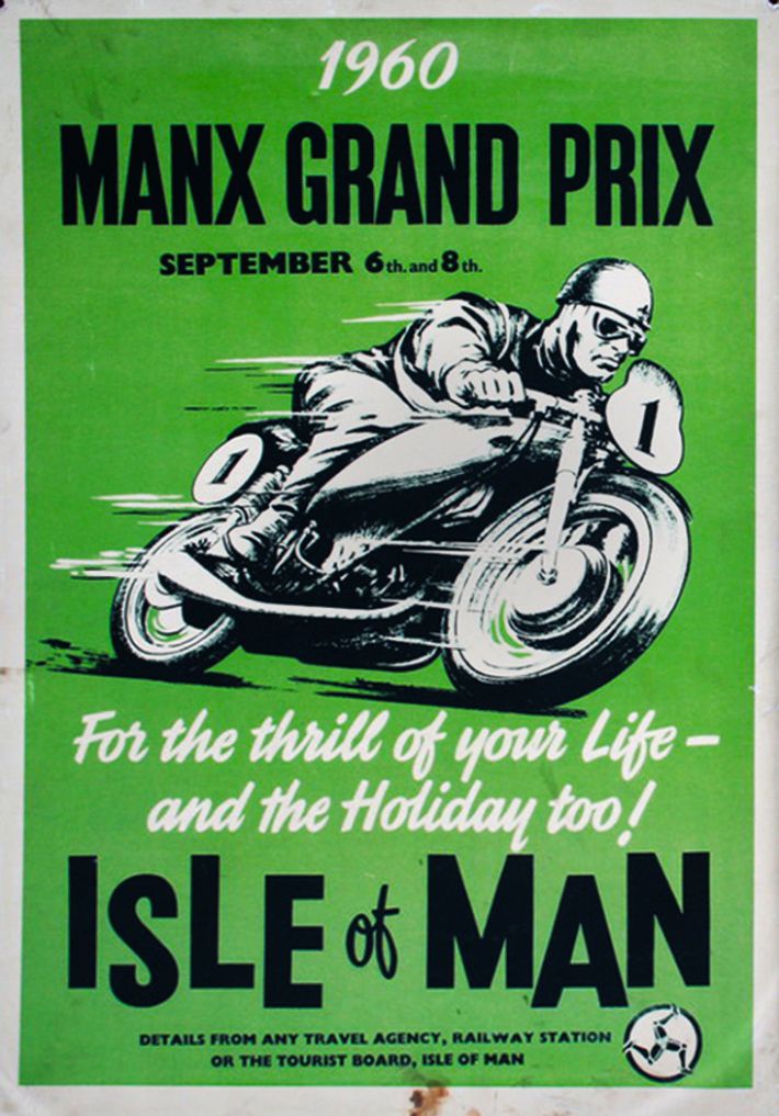 Isle of Man - 1960 Manx Grand Prix Motorcycle Poster - A4 - A0 Size