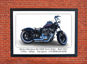 Harley Davidson XL1200X 48 Motorcycle - A3/A4 Size Print Poster