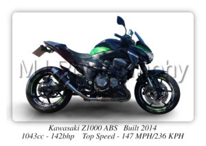 Kawasaki Z1000 ABS Motorcycle - A3/A4 Size Print Poster
