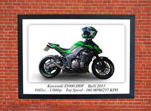 Kawasaki Z1000 Motorcycle - A3/A4 Size Print Poster