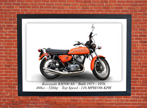 Kawasaki KH500 Motorcycle - A3/A4 Size Print Poster