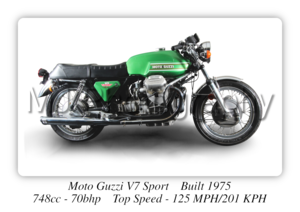 Moto Guzzi V7 Sport Green Motorcycle - A3/A4 Size Print Poster