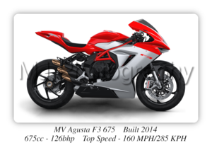 MV Agusta F3 675 Motorcycle - A3/A4 Size Print Poster