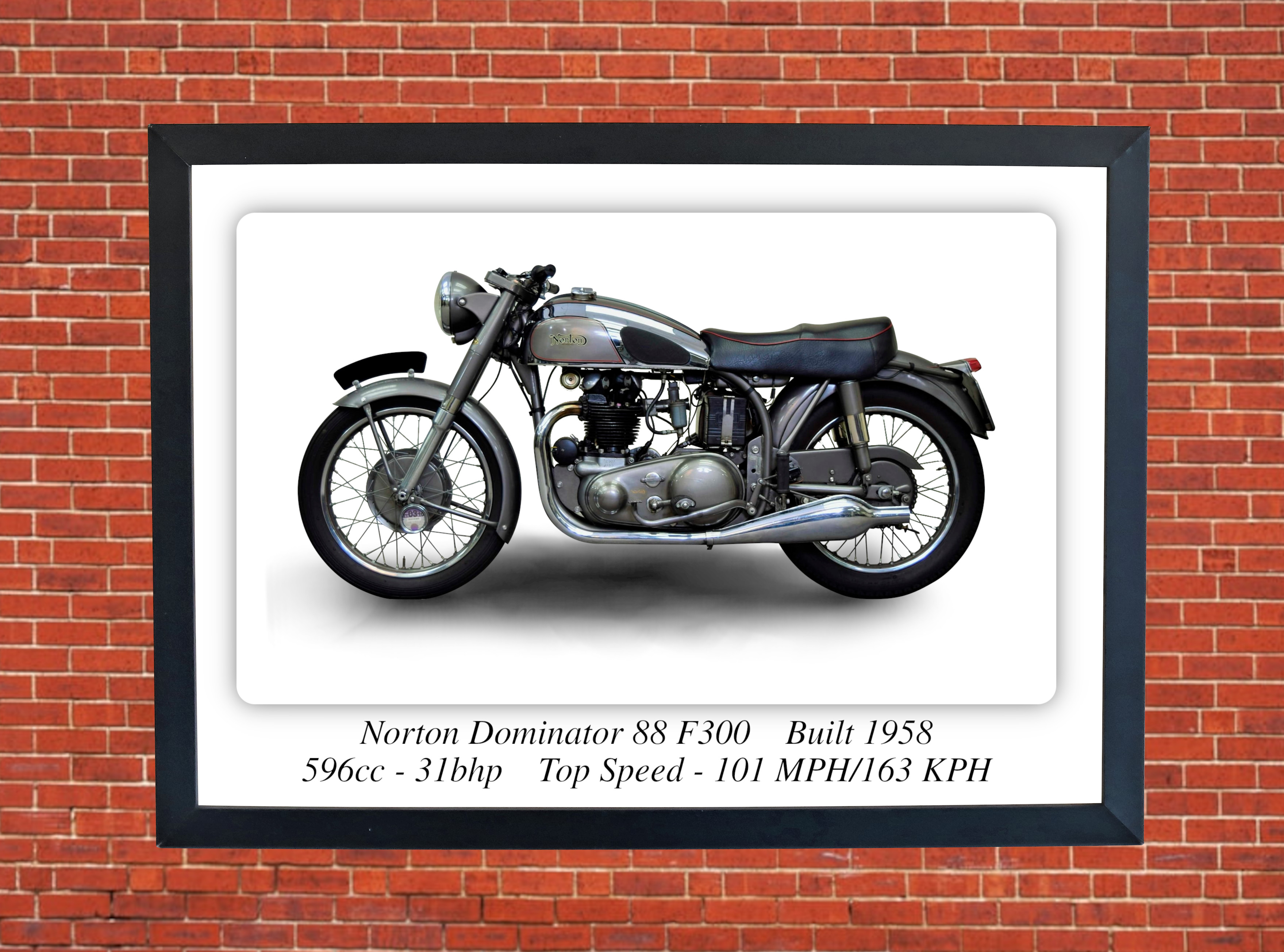 Norton Dominator 88 F300 Motorcycle - A3/A4 Size Print Poster