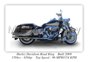 Harley Davidson Road King 2009 Motorcycle - A3/A4 Size Print Poster
