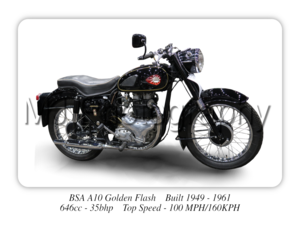 BSA A10 Golden Flash Motorcycle - A3/A4 Size Print Poster