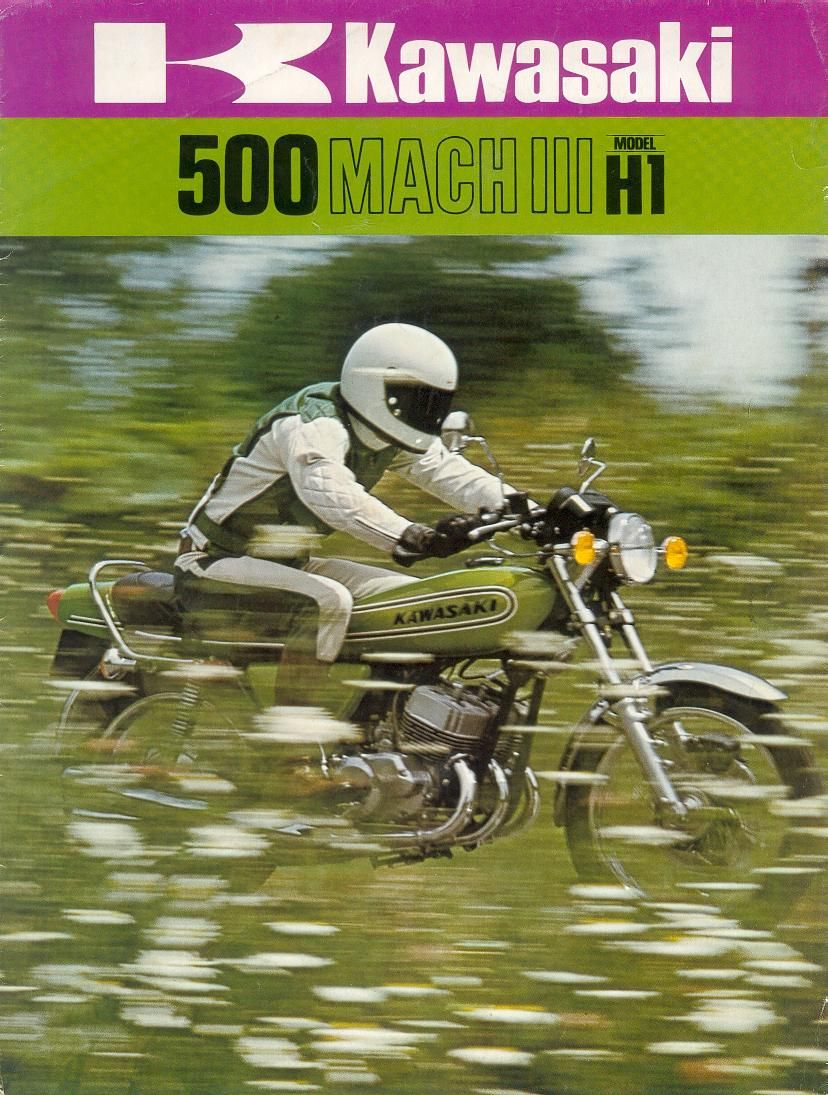 Kawasaki H1 Mach III Promotional Motorcycle Poster - Size A4 - A0