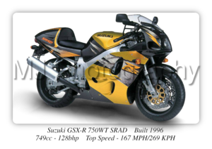 Suzuki GSX-R 750 SRAD Motorcycle - A3/A4 Size Print Poster