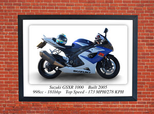 Suzuki GSXR 1000 1995 Motorcycle - A3/A4 Size Print Poster