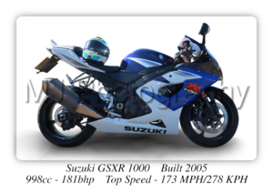 Suzuki GSXR 1000 1995 Motorcycle - A3/A4 Size Print Poster