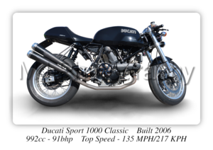 Ducati Sport 1000 Classic Motorcycle - A3/A4 Size Print Poster