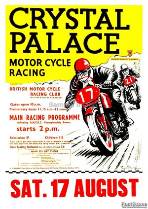 Crystal Palace Racing Promotional Motorcycle Poster - Size A3/A4