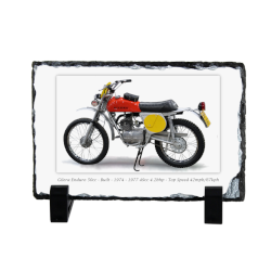 Gilera Enduro Motorcycle on a Natural slate rock with stand 10x15cm