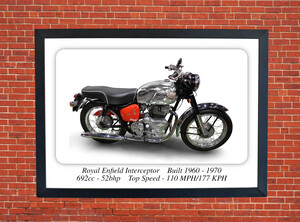 Royal Interceptor Classic 1960 Motorcycle - A3/A4 Size Print Poster