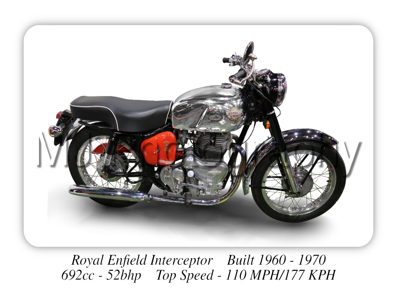 Royal Interceptor Classic 1960 Motorcycle - A3/A4 Size Print Poster