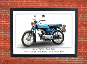 Suzuki AP50 1976 Motorcycle - A3/A4 Size Print Poster