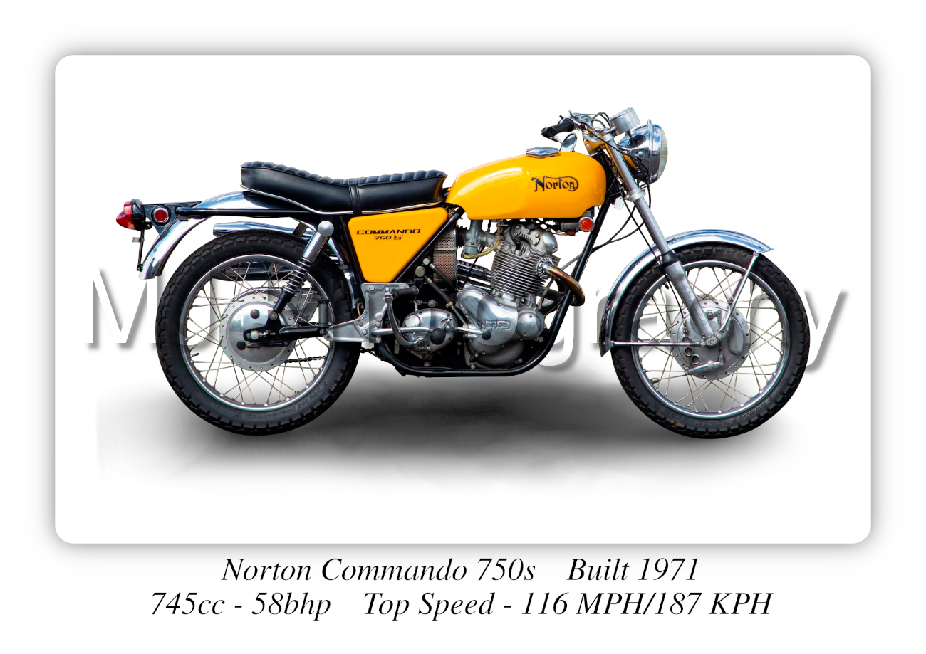 Norton Commando 750s Motorbike Motorcycle - A3/A4 Size Print Poster