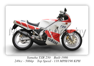 Yamaha TZR250 Motorcycle - A3/A4 Size Print Poster