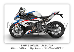 BMW S 1000RR Motorcycle - A4 - A0 Size Print Poster