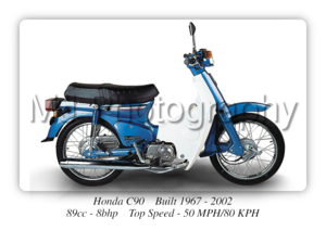 Honda C90 Motorcycle - A3/A4 Size Print Poster