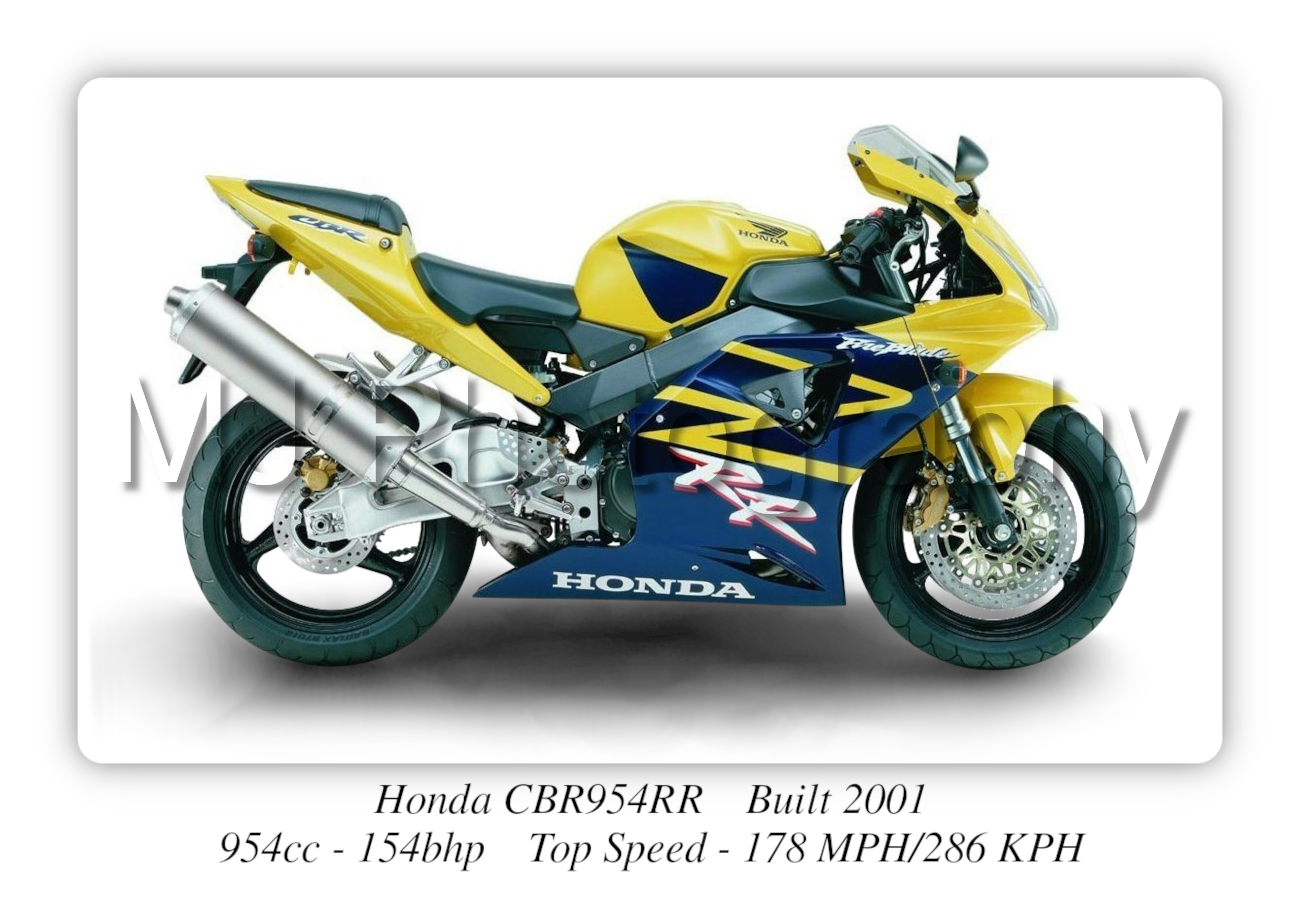 Honda CBR954RR Motorbike Motorcycle - A3/A4 Size Print Poster