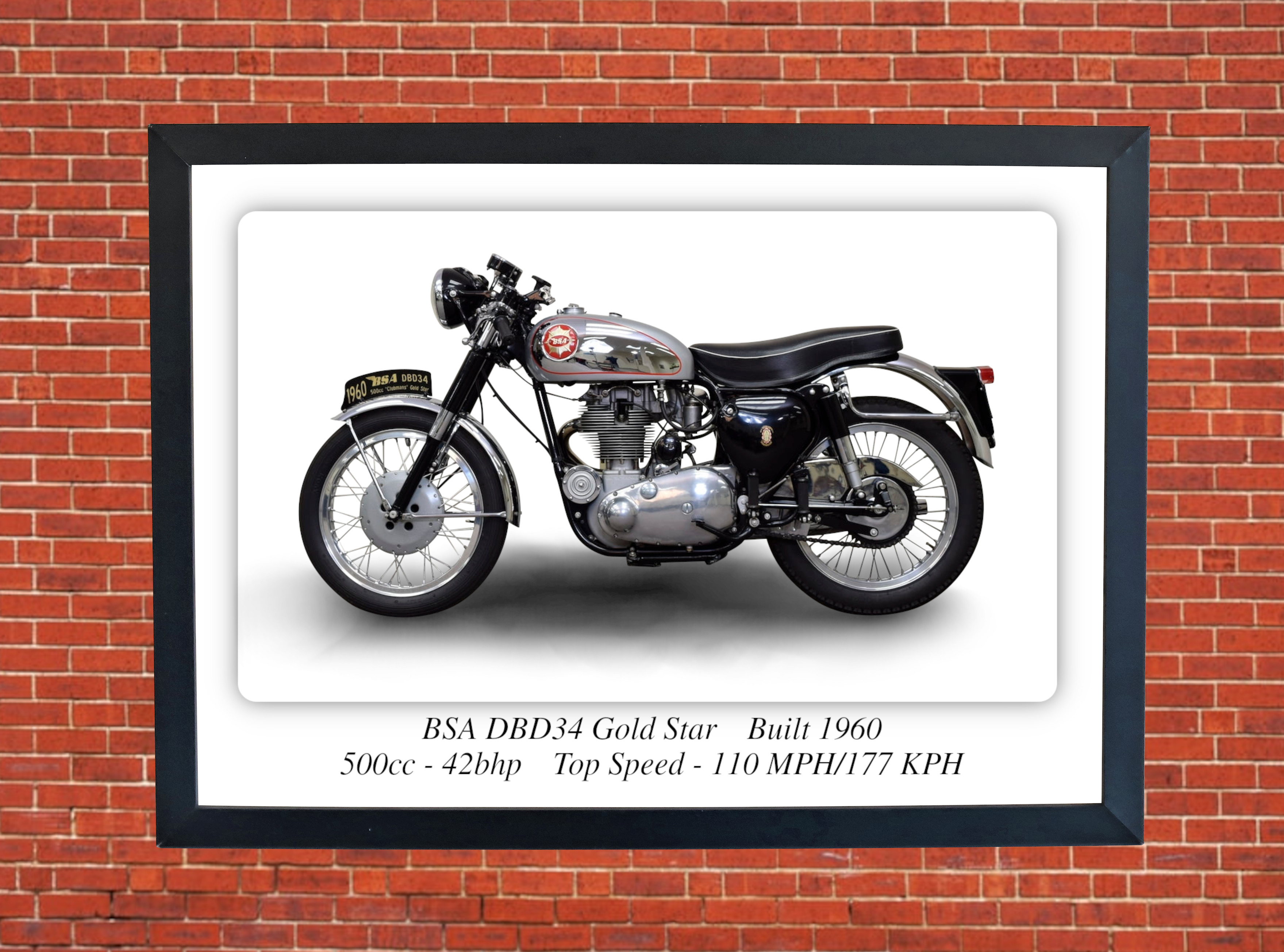 BSA DBD34 Gold Star Motorcycle - A3/A4 Size Print Poster