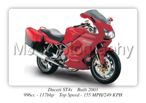 Ducati ST4S Sports Tourer Biposto Motorcycle - A3/A4 Poster/Print