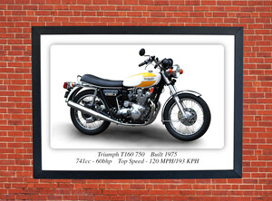 Triumph Trident T160 750 Motorcycle - A3/A4 Size Print Poster