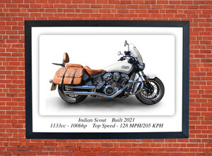 Indian Scout Motorcycle - A3/A4 Size Print Poster