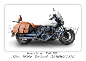 Indian Scout Motorcycle - A3/A4 Size Print Poster