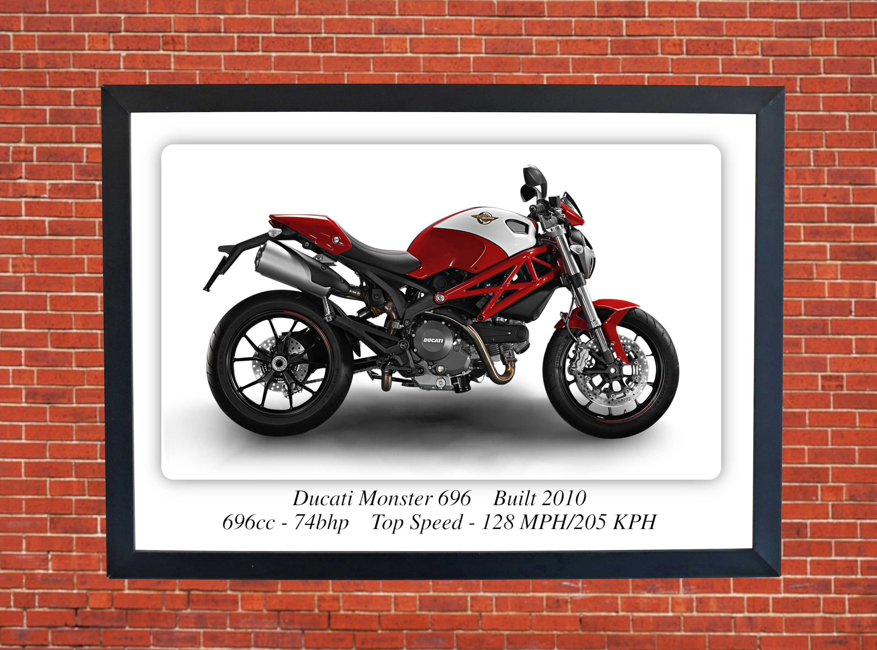 Ducati Monster 696 Motorcycle - A4 - A0 Size Print Poster