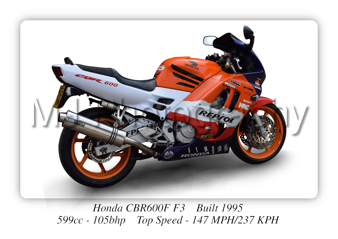 Honda CBR600F F3 Motorbike Motorcycle - A3/A4 Size Print Poster