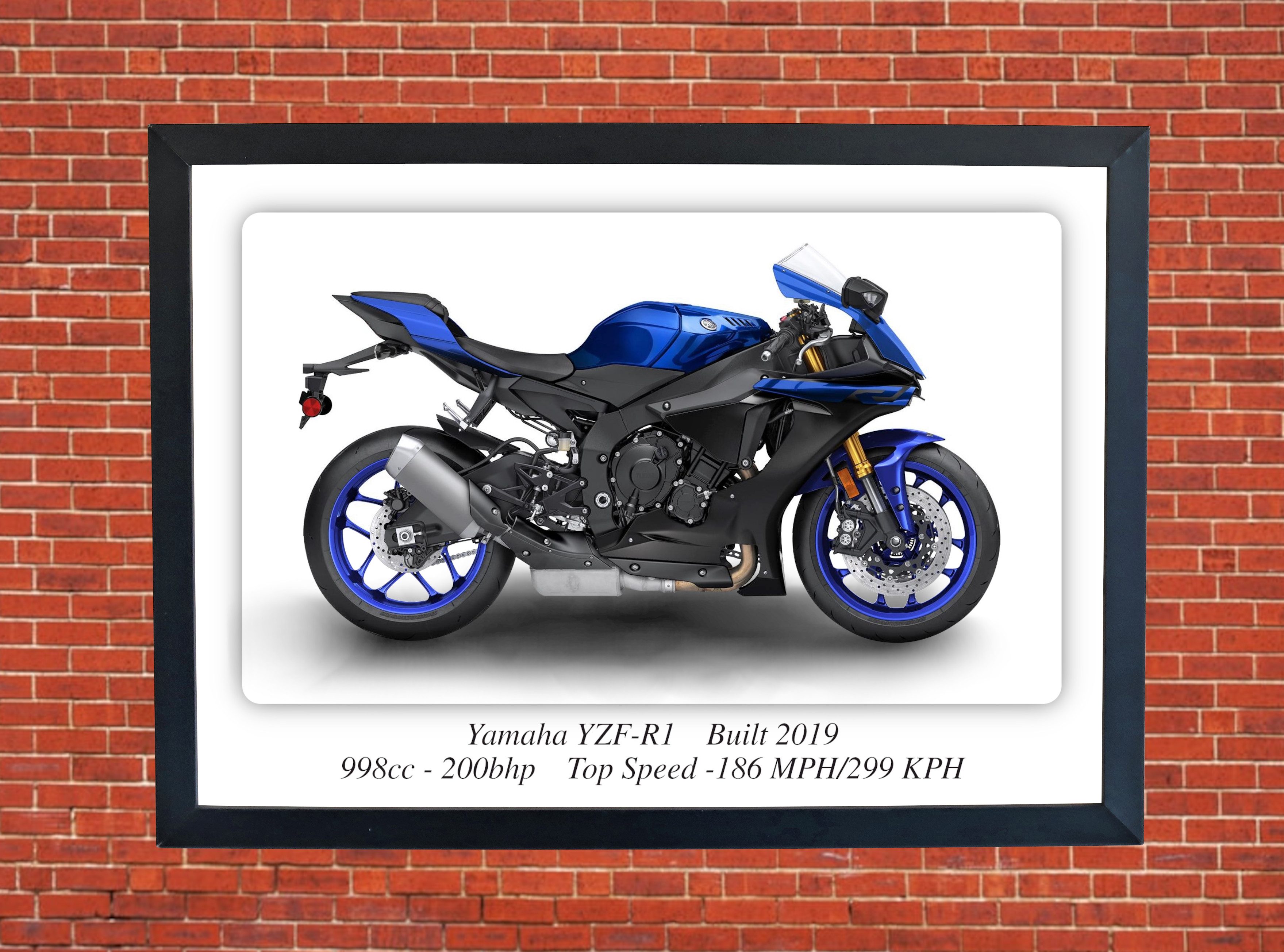 Yamaha YZF-R1 2019 Motorcycle - A3/A4 Size Print Poster